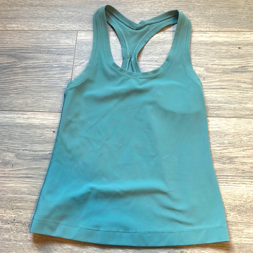Short cool racerback in tidewater teal